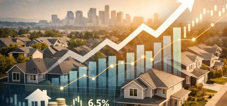Financial growth chart overlaid on housing market showing Montana home sales forecast for 2026.